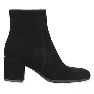 $550 LA Canadienne Joanie Suede Booties FOAM BLOCK BLACK 9.5